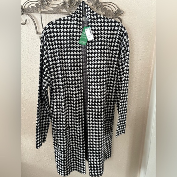 Simons Sweaters - NWT Houndstooth Knit Long Open Front Cardigan